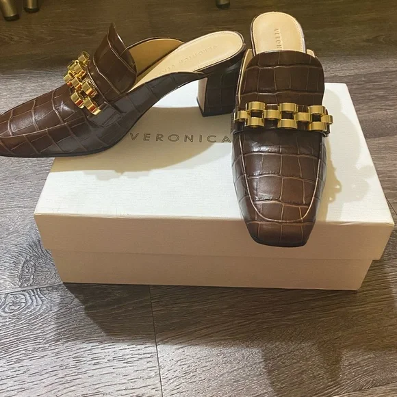 Veronica Beard Bera Mules in Espresso - Picture 2 of 7